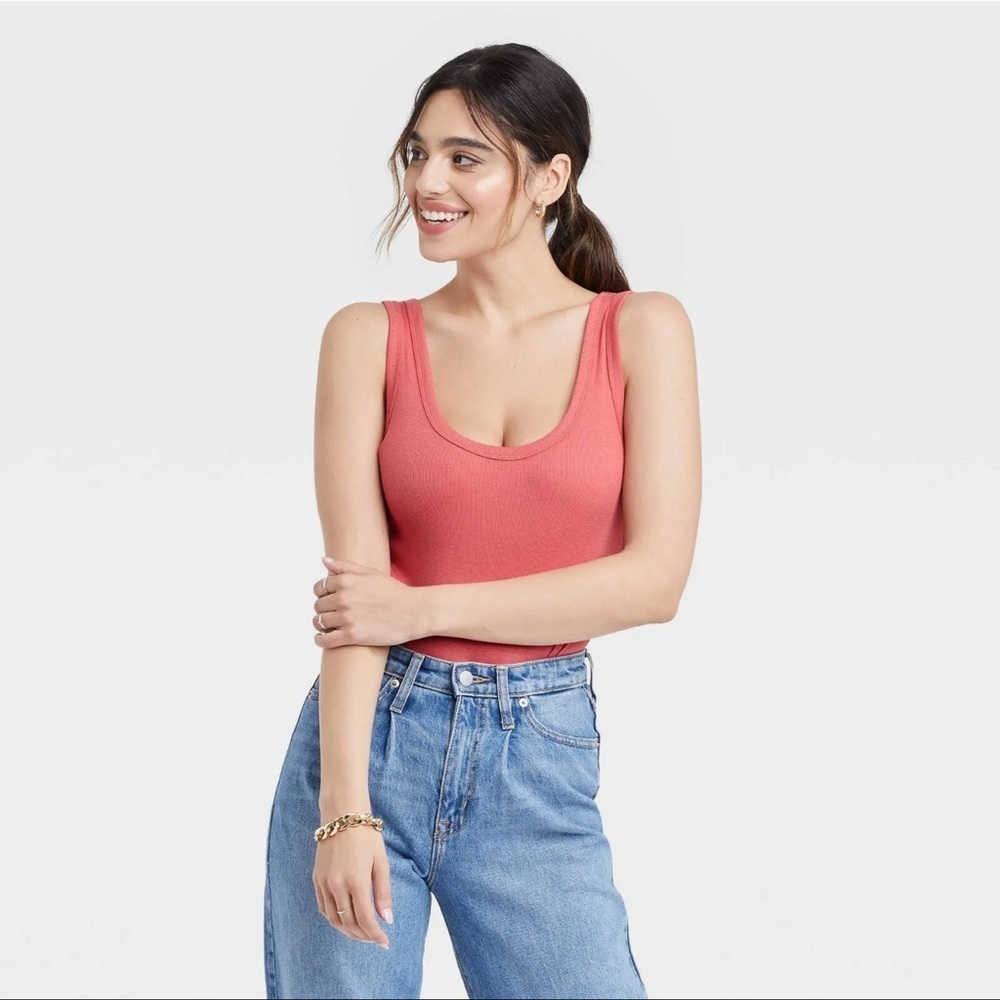 A New Day Coral Bodysuit Tank Top